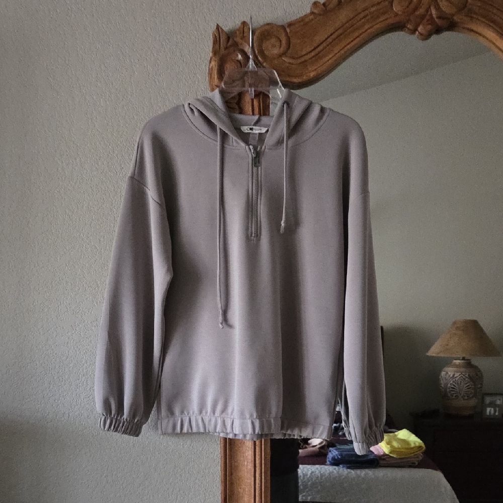Cable & Gauge Sport Yummy Quarter Zip Up Gray Pullover - Picture 3 of 8